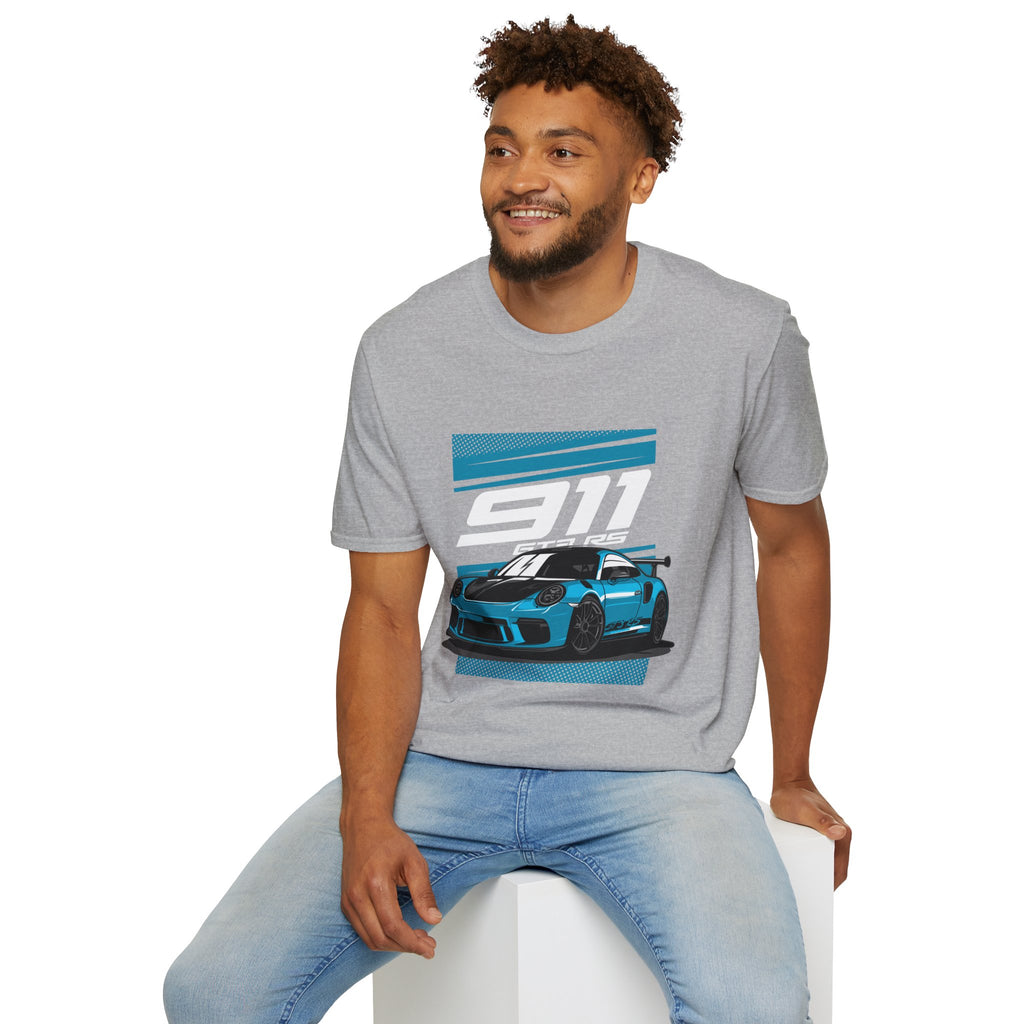 Porsche 911 GT3 RS Racing T-Shirt — Blue Track Car Graphic Tee