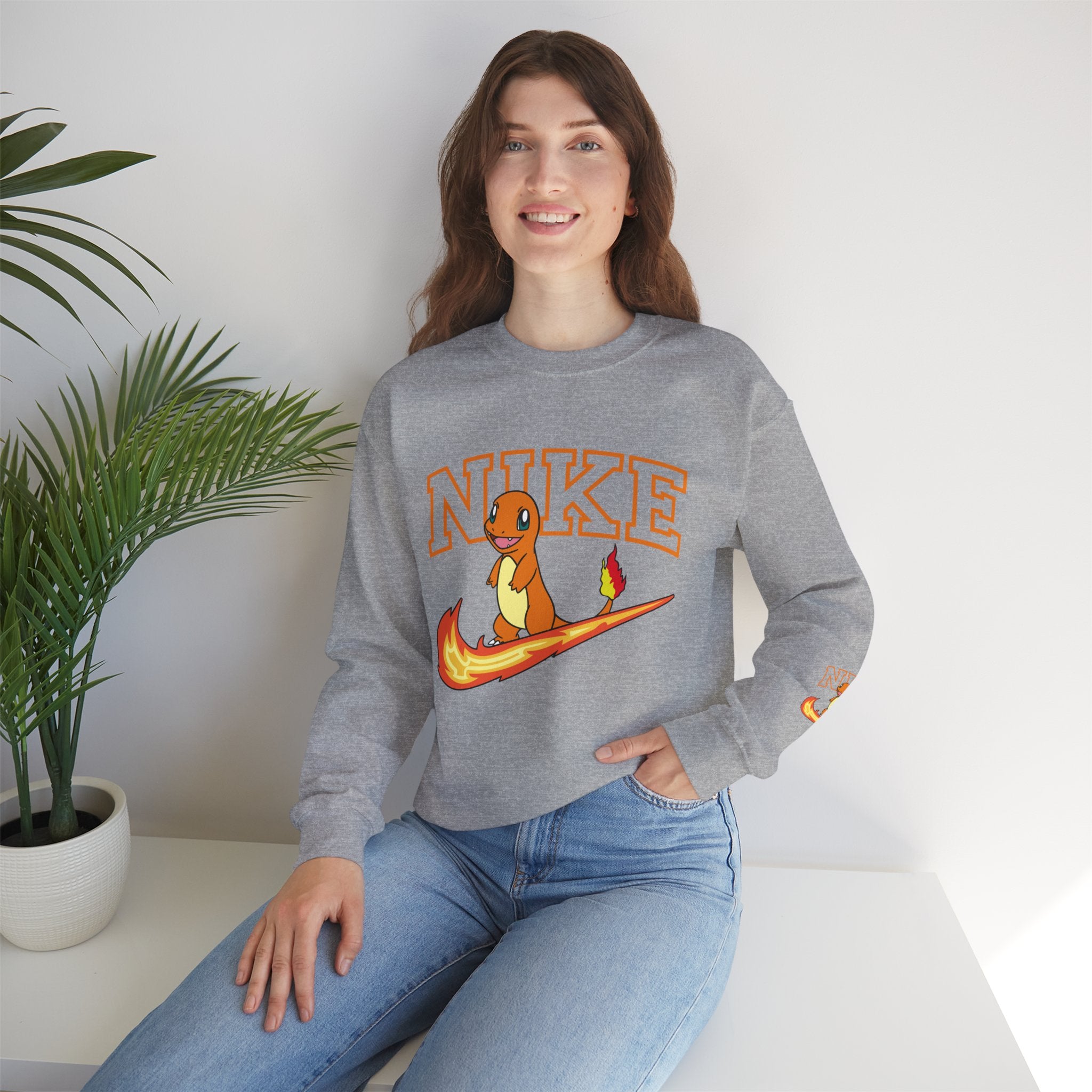 Charmande Flame Swoosh Crewneck Sweatshirt