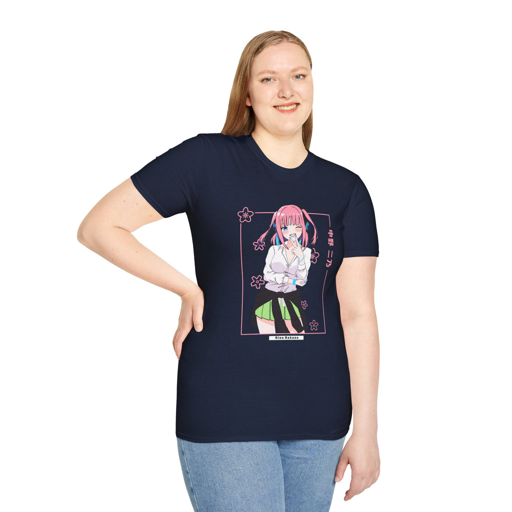 Anime Character T-Shirt — Cute Pink-Haired Schoolgirl Design ("Miku Nakano")