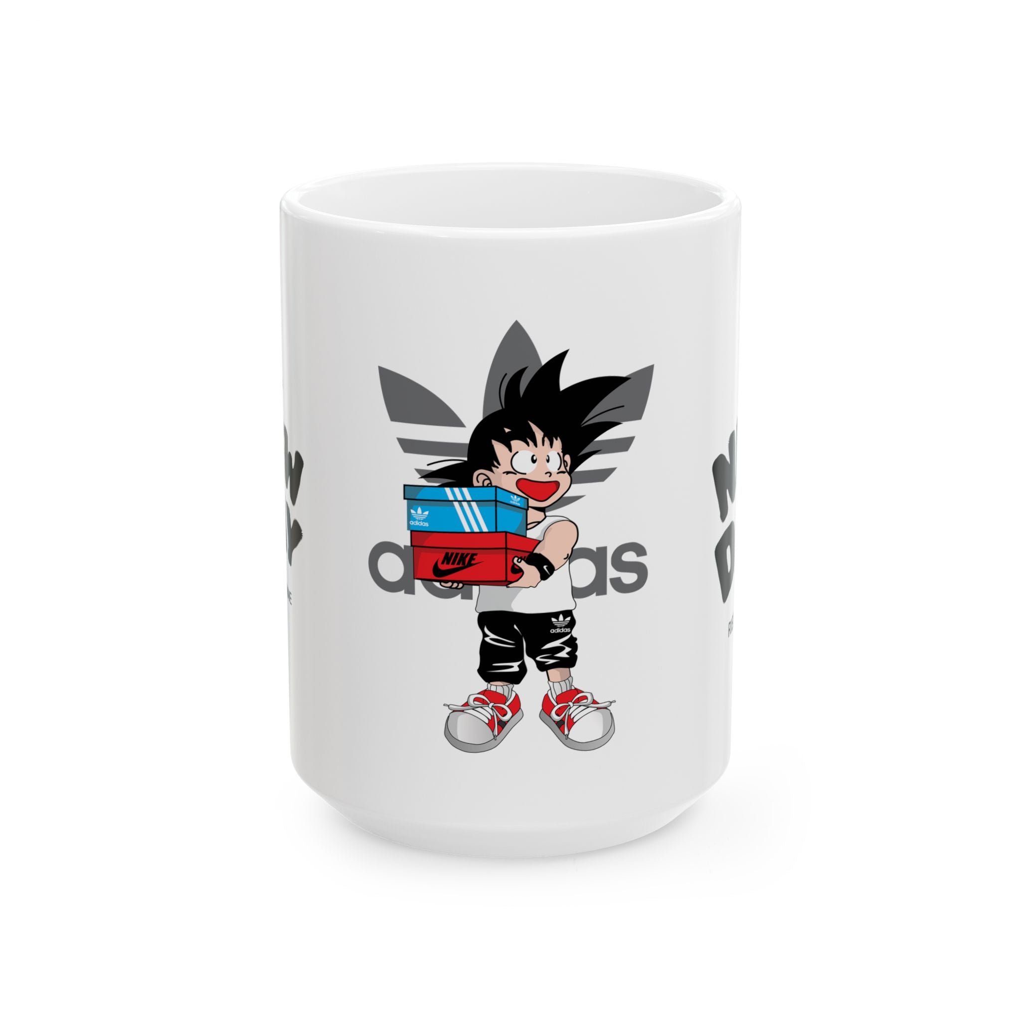 Anime Sneakerhead Mug — Cute Boy with Shoe Boxes, Retro Streetwear Coffee Cup (11oz/15oz)