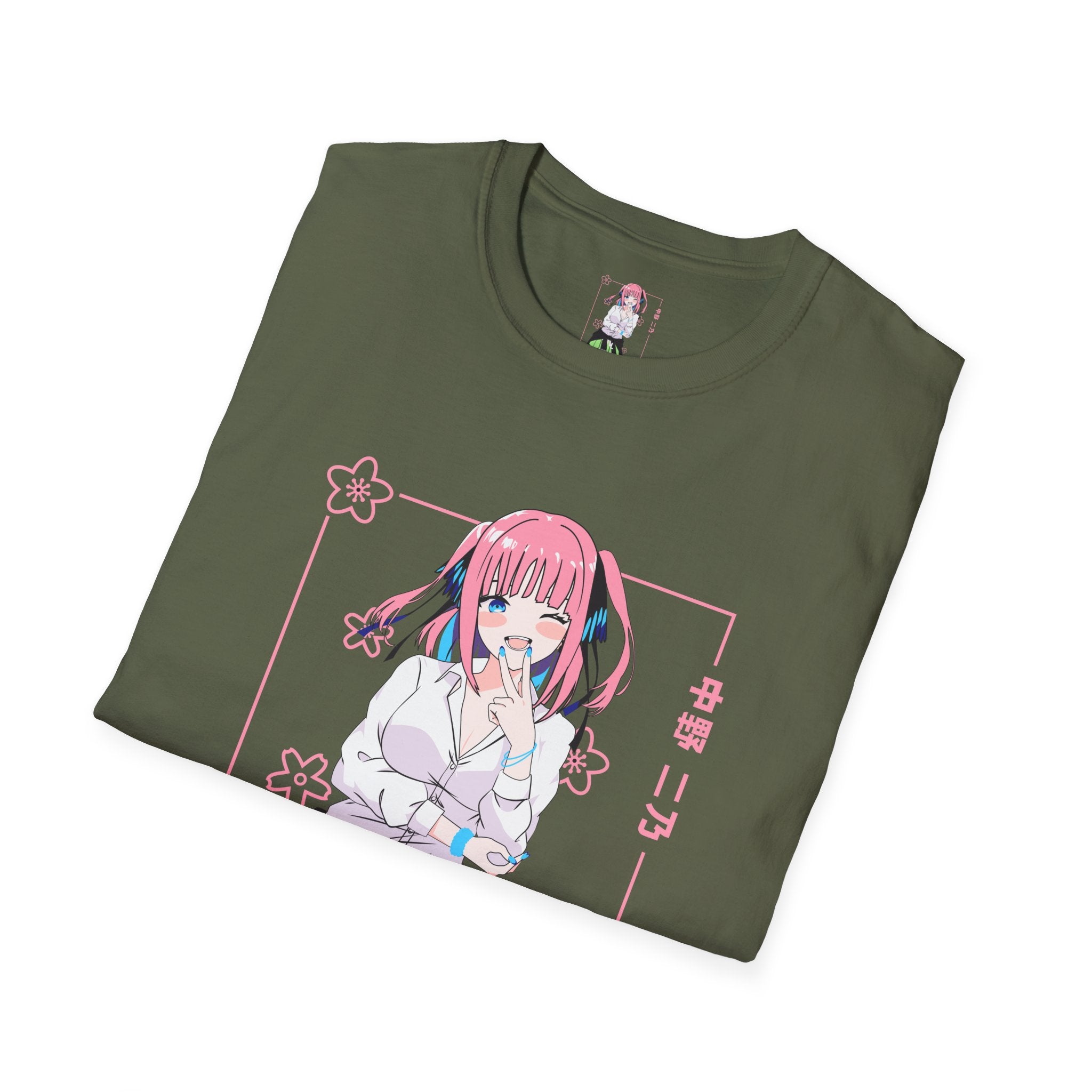 Anime Character T-Shirt — Cute Pink-Haired Schoolgirl Design ("Miku Nakano")