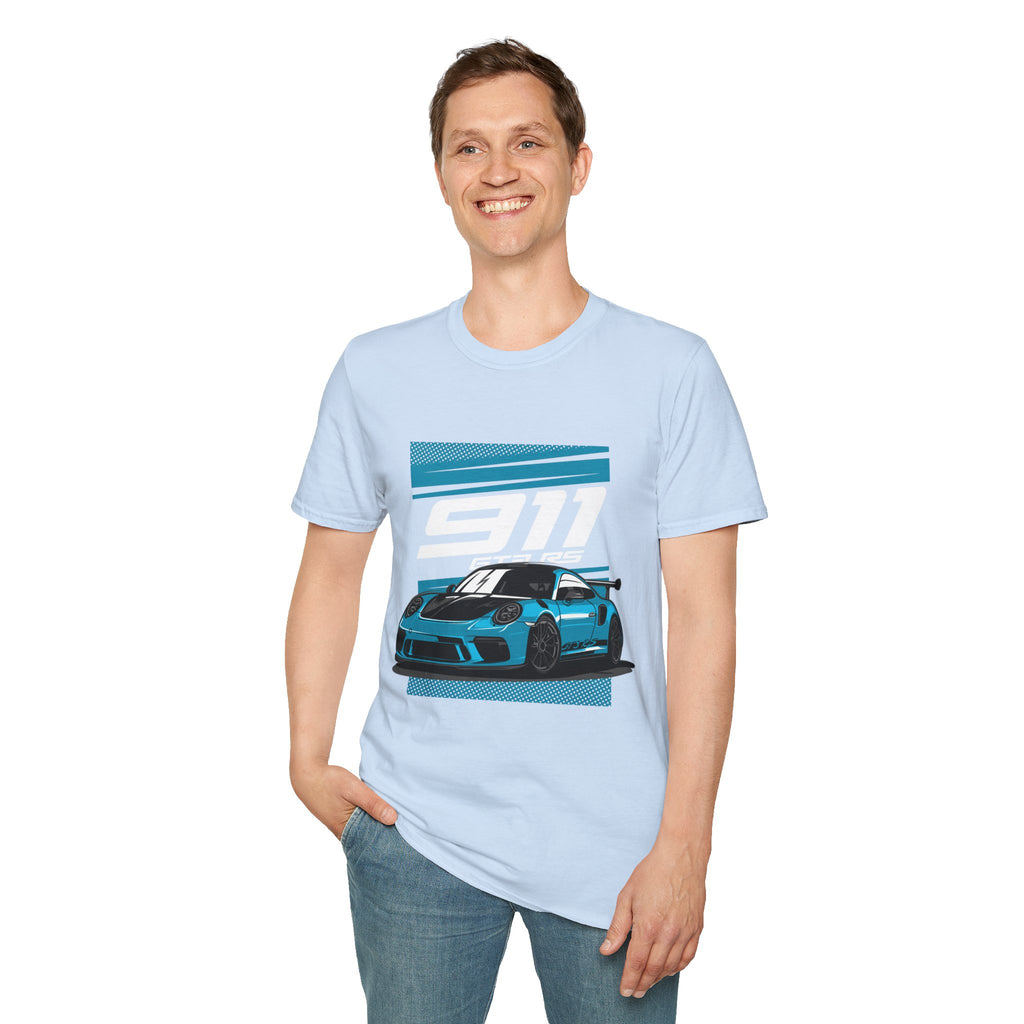 Porsche 911 GT3 RS Racing T-Shirt — Blue Track Car Graphic Tee