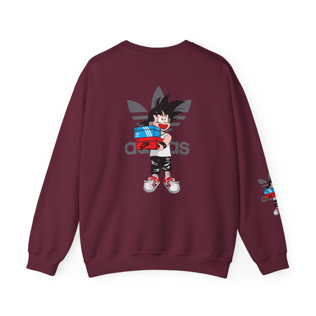 Anime Kid Graphic Sweatshirt — Cute Goku Shopping Adidas-Style Crewneck