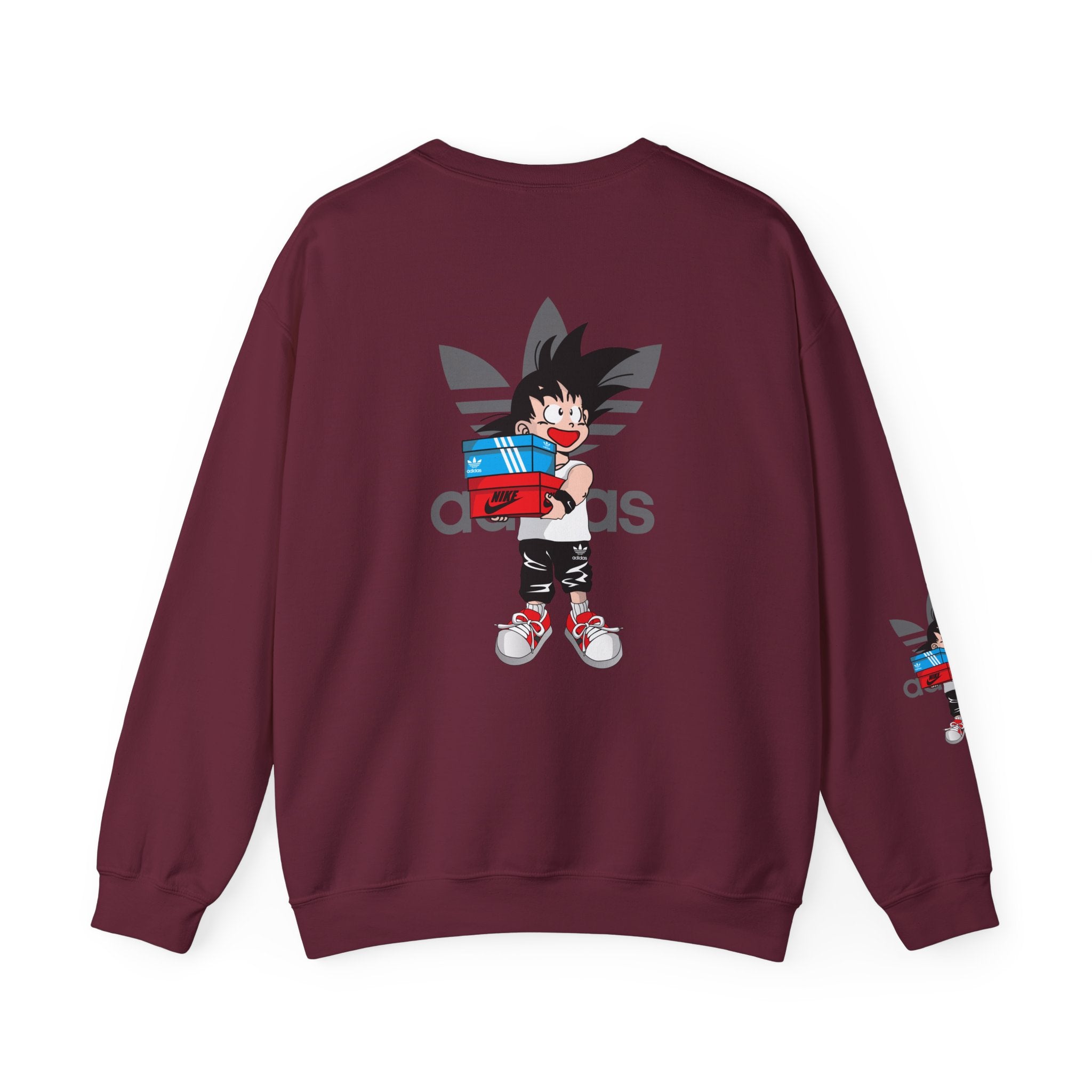 Anime Kid Graphic Sweatshirt — Cute Goku Shopping Adidas-Style Crewneck