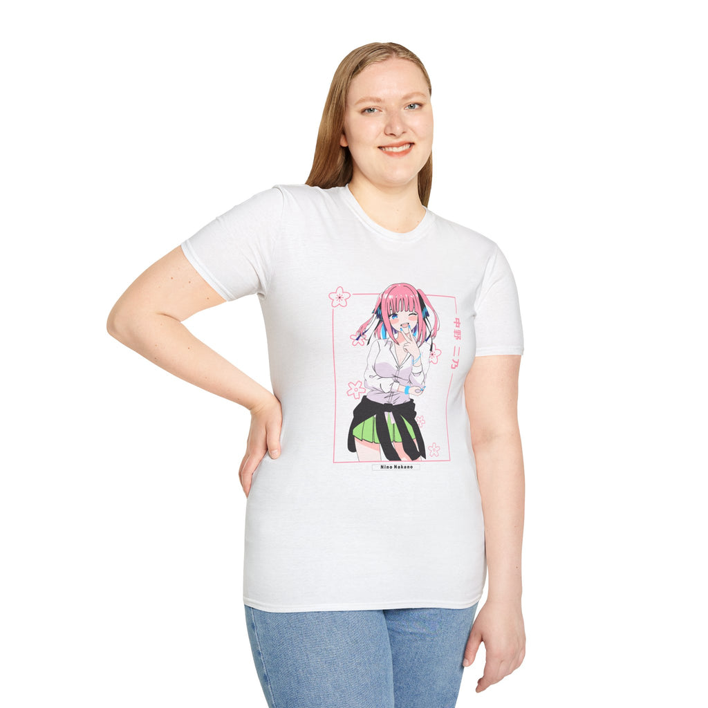 Anime Character T-Shirt — Cute Pink-Haired Schoolgirl Design ("Miku Nakano")