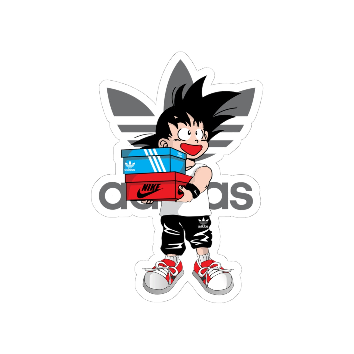 Retro Sneaker Kid Sticker — Kiss-Cut Fashion Sticker (Adidas/Nike Style)