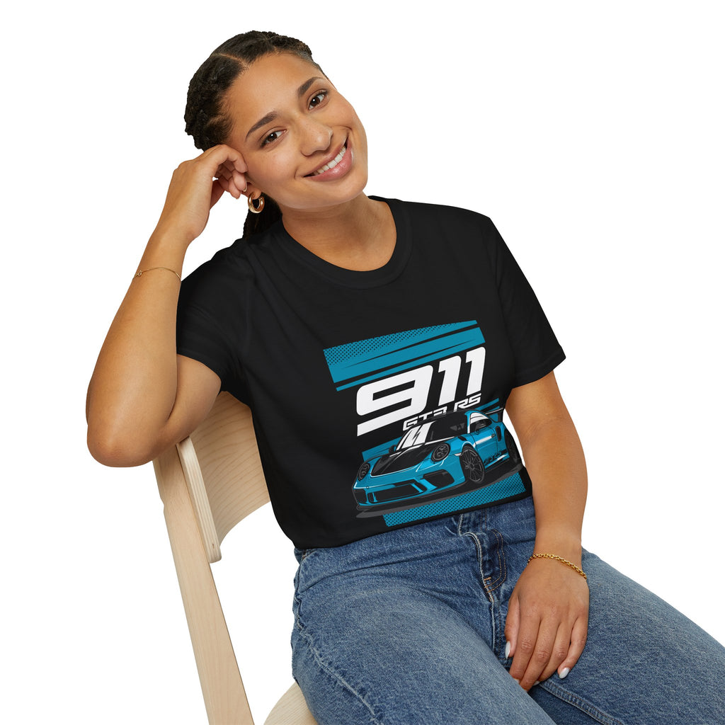 Porsche 911 GT3 RS Racing T-Shirt — Blue Track Car Graphic Tee