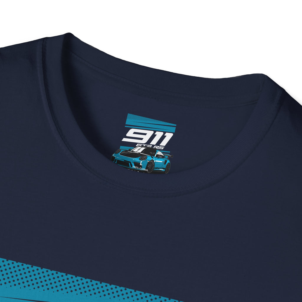 Porsche 911 GT3 RS Racing T-Shirt — Blue Track Car Graphic Tee
