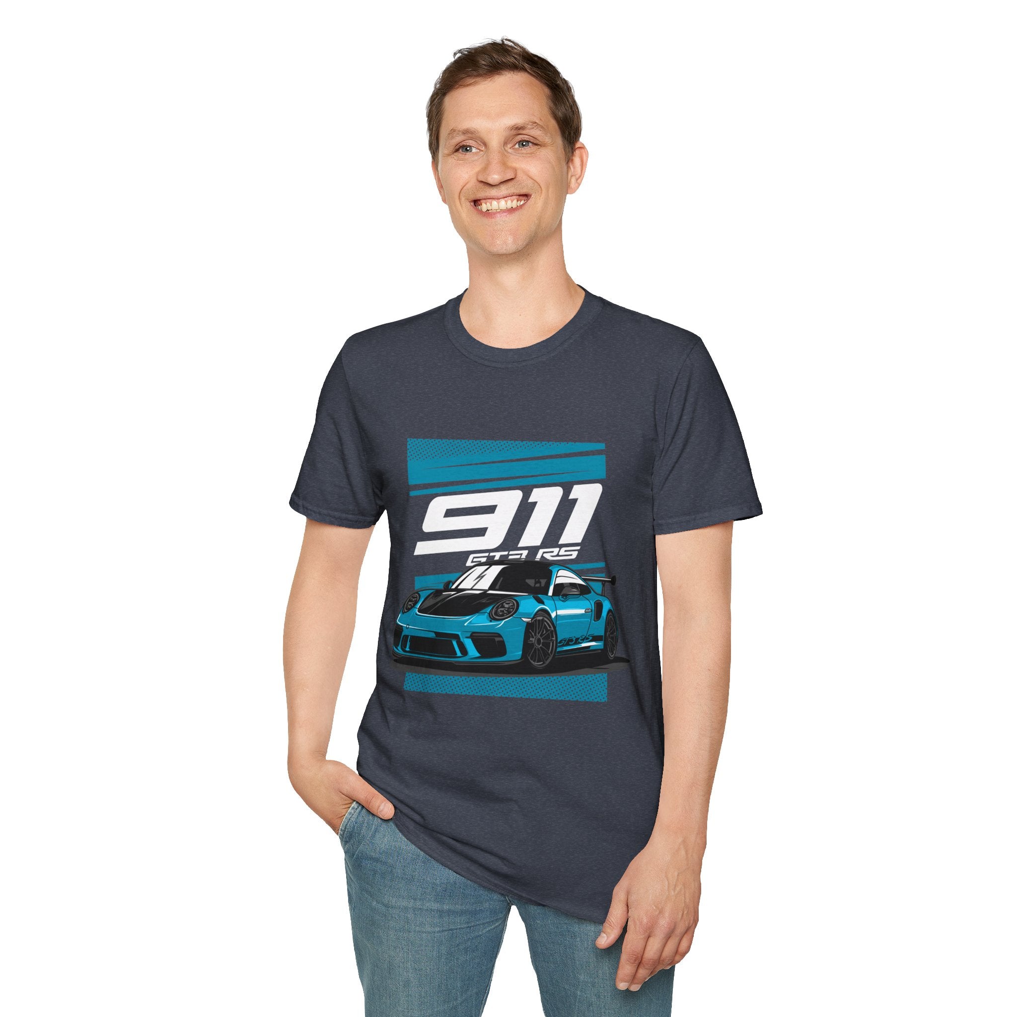 Porsche 911 GT3 RS Racing T-Shirt — Blue Track Car Graphic Tee