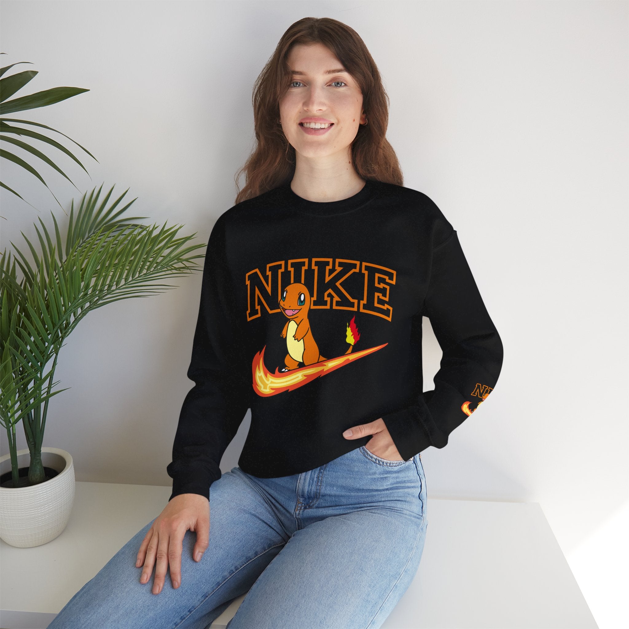 Charmande Flame Swoosh Crewneck Sweatshirt