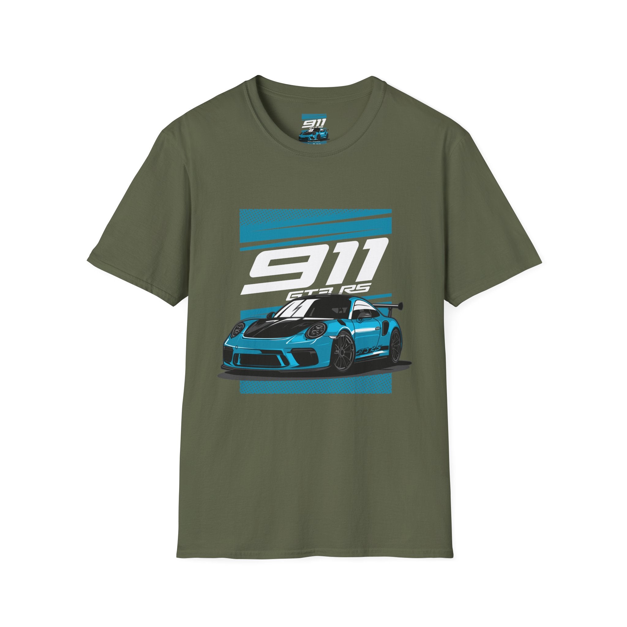 Porsche 911 GT3 RS Racing T-Shirt — Blue Track Car Graphic Tee