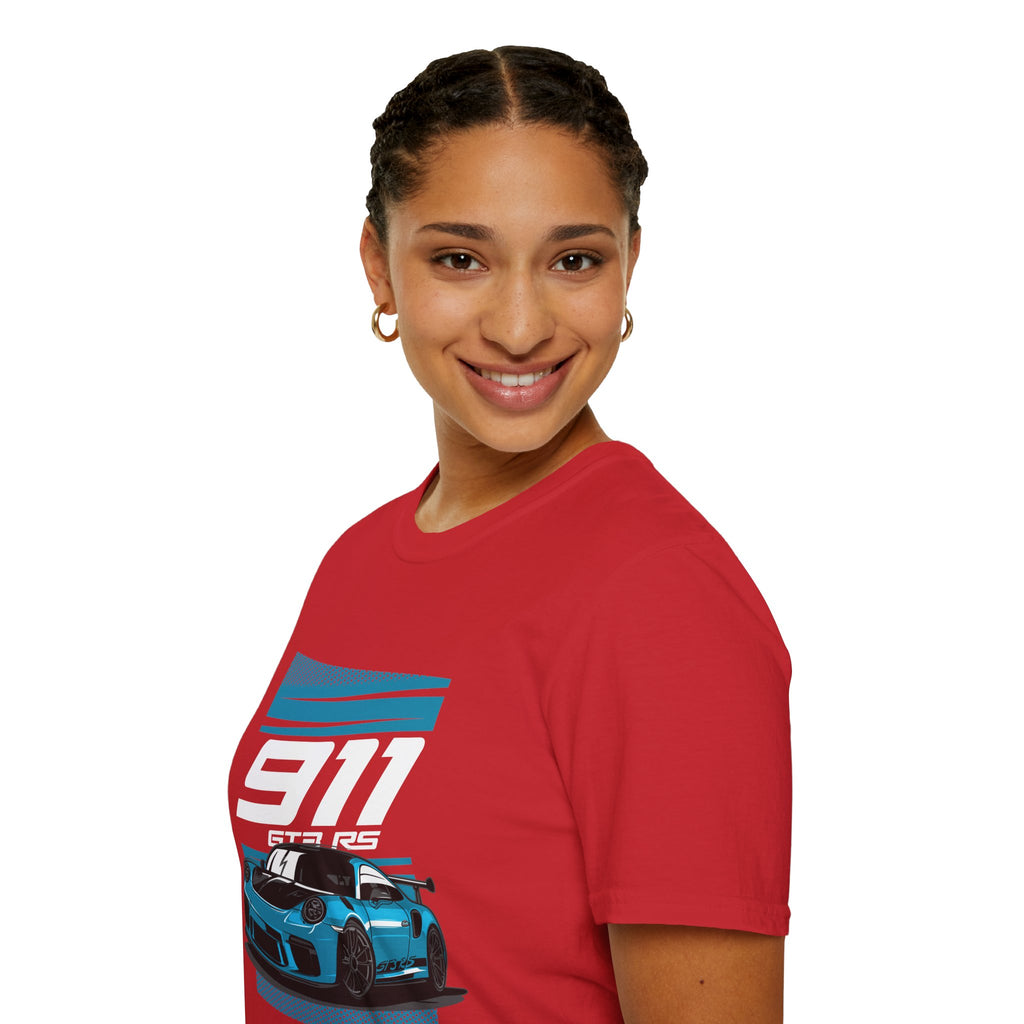 Porsche 911 GT3 RS Racing T-Shirt — Blue Track Car Graphic Tee