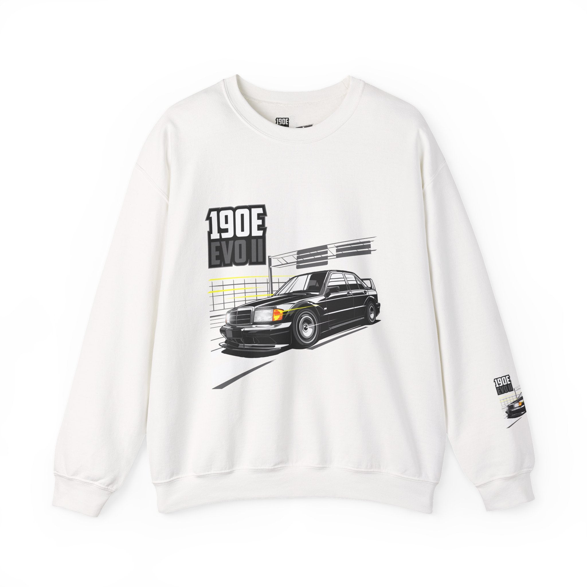190E Evo II Crewneck Sweatshirt — Classic Mercedes 190E Car Graphic
