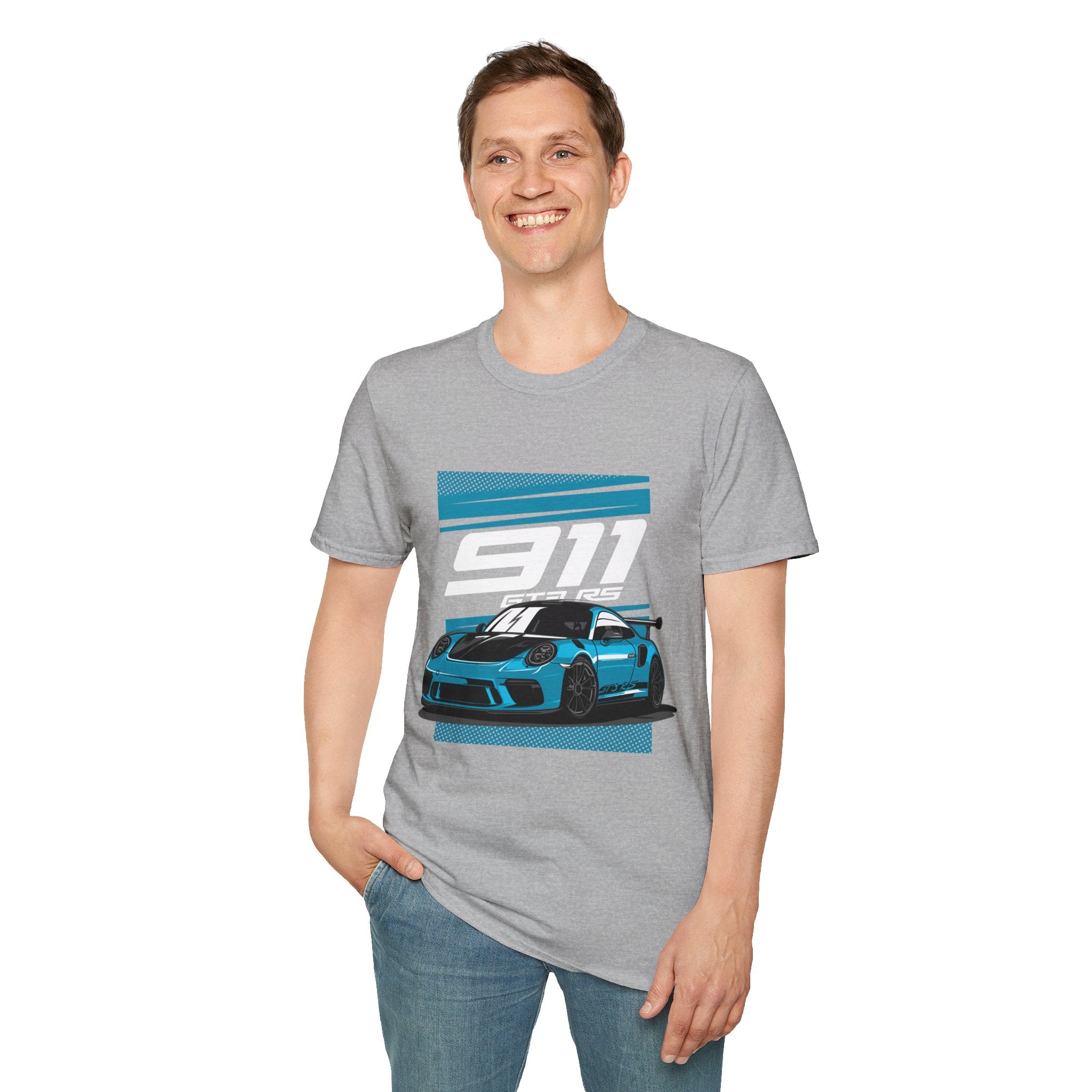 Porsche 911 GT3 RS Racing T-Shirt — Blue Track Car Graphic Tee
