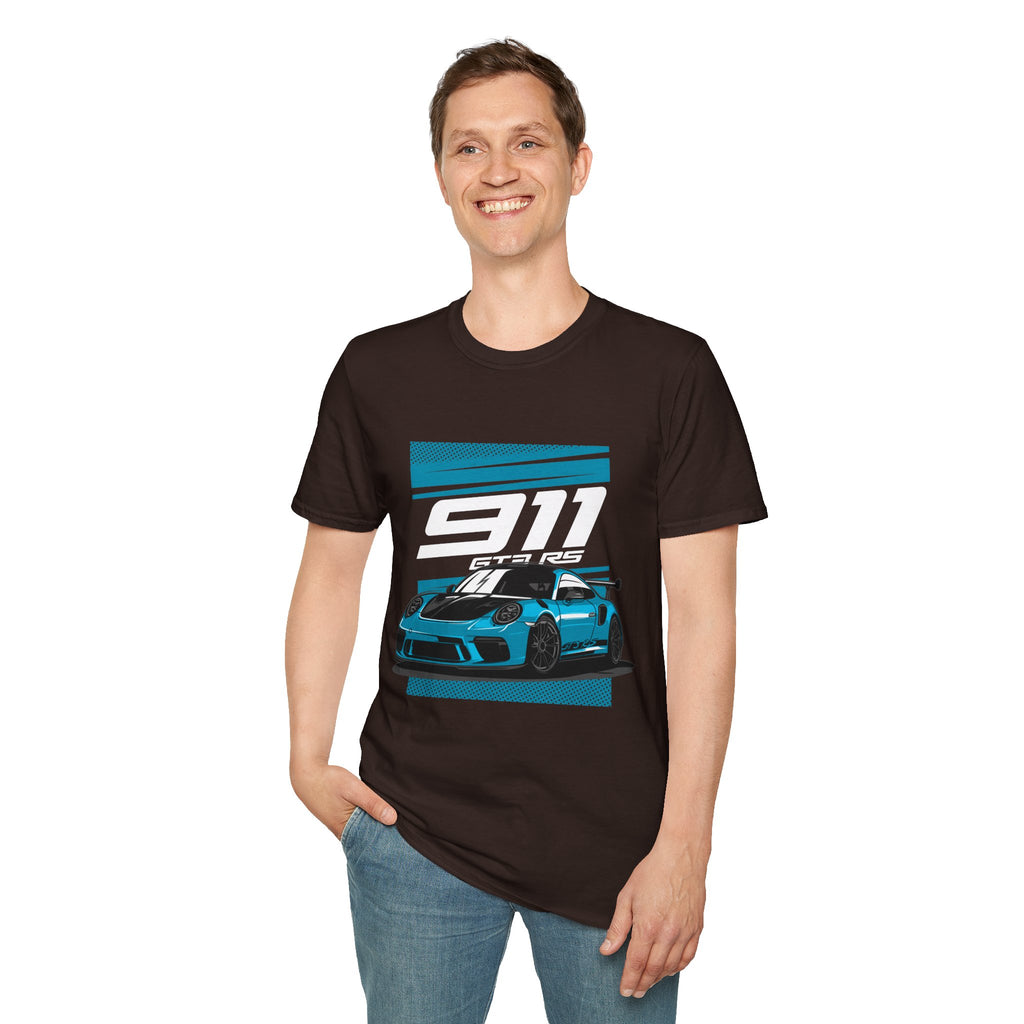 Porsche 911 GT3 RS Racing T-Shirt — Blue Track Car Graphic Tee