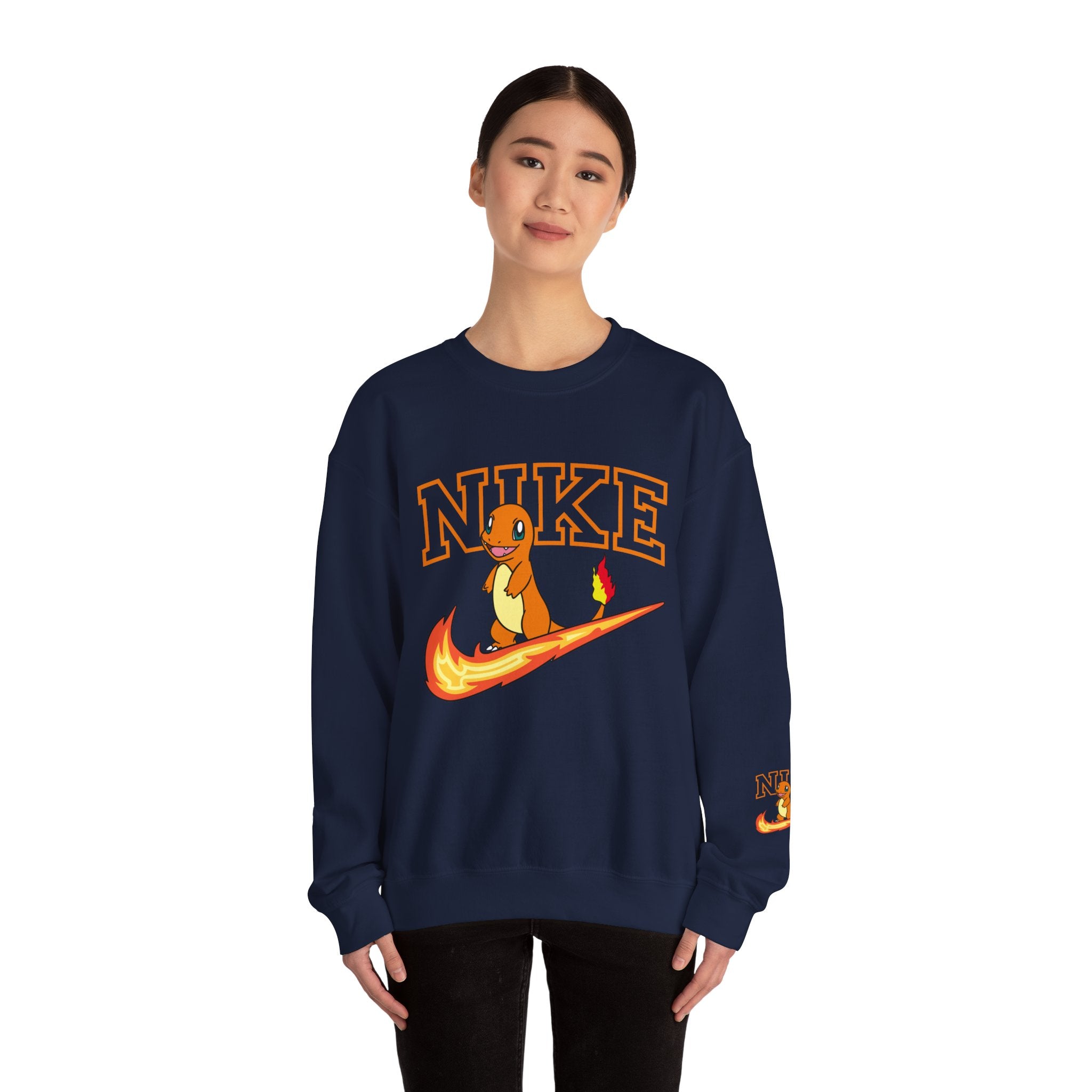 Charmande Flame Swoosh Crewneck Sweatshirt
