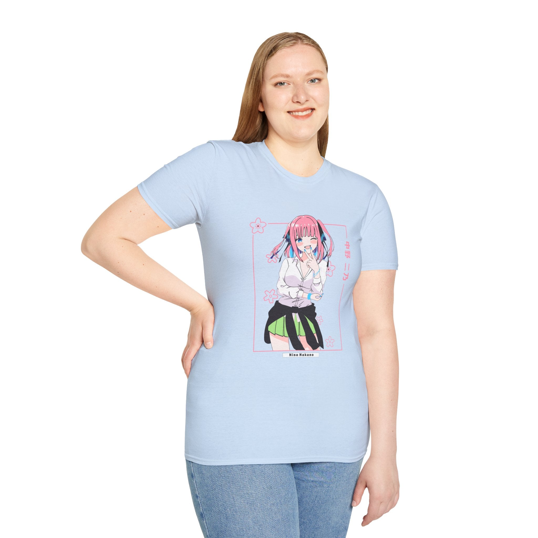 Anime Character T-Shirt — Cute Pink-Haired Schoolgirl Design ("Miku Nakano")