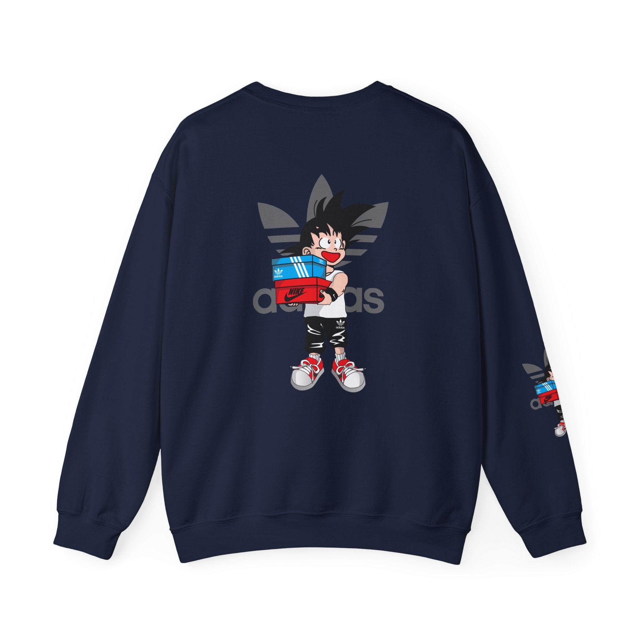 Anime Kid Graphic Sweatshirt — Cute Goku Shopping Adidas-Style Crewneck