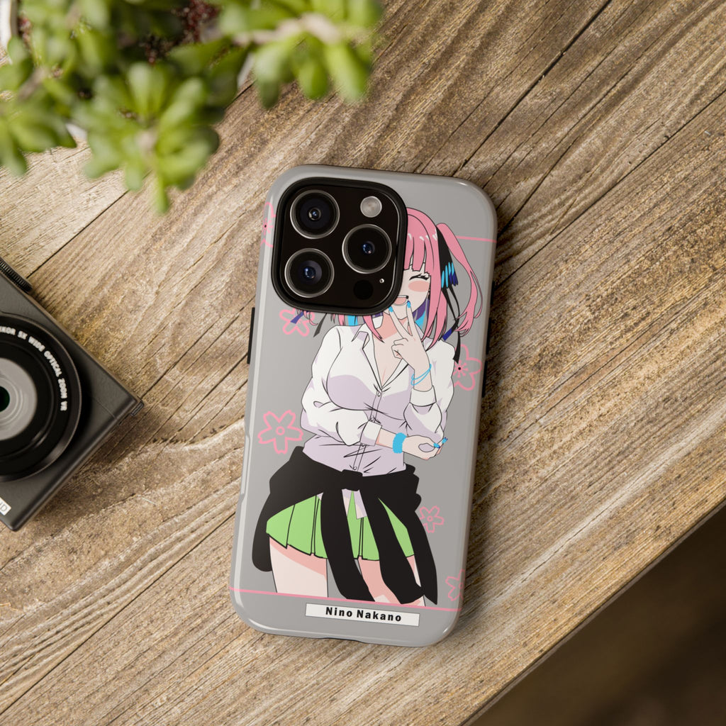 Anime Girl Phone Case — Pink Haired Schoolgirl "Nino Nakano" Cute Otaku Protective Case