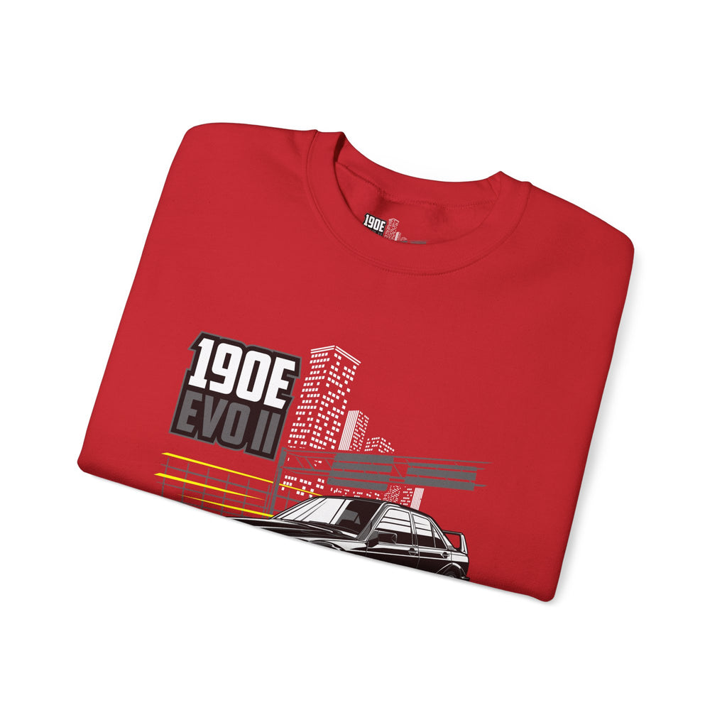 190E Evo II Crewneck Sweatshirt — Classic Mercedes 190E Car Graphic