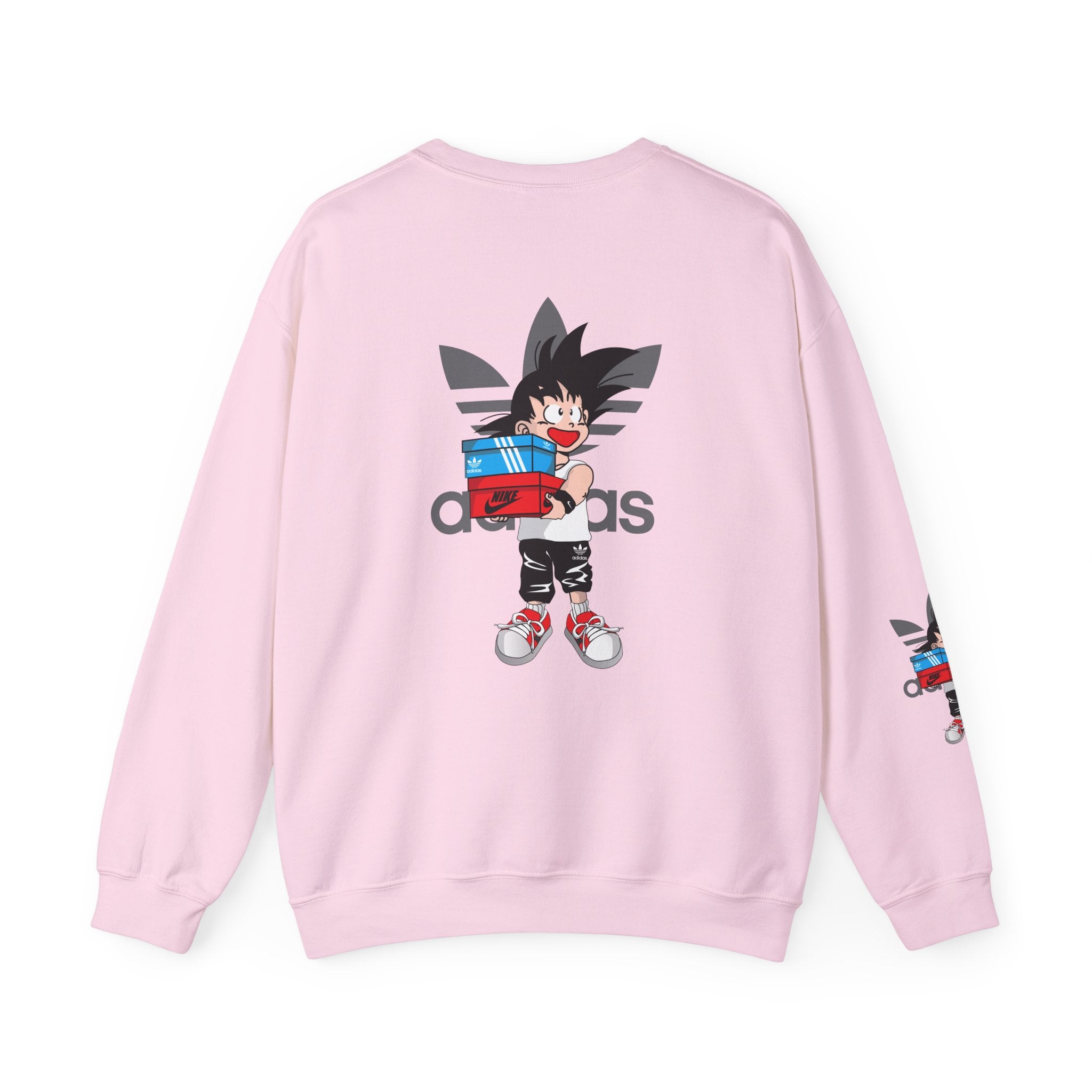 Anime Kid Graphic Sweatshirt — Cute Goku Shopping Adidas-Style Crewneck