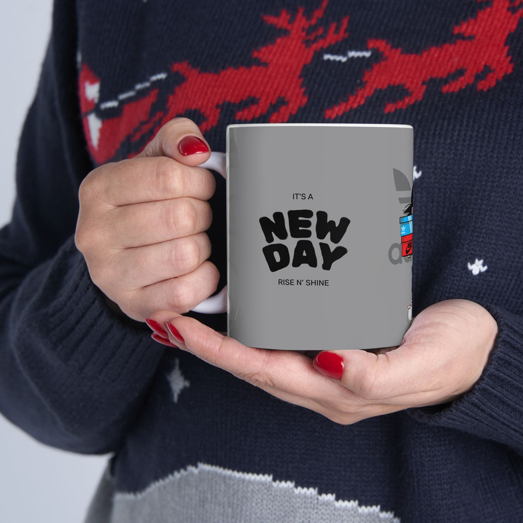 Anime Sneakerhead Mug — Cute Boy with Shoe Boxes, Retro Streetwear Coffee Cup (11oz/15oz)