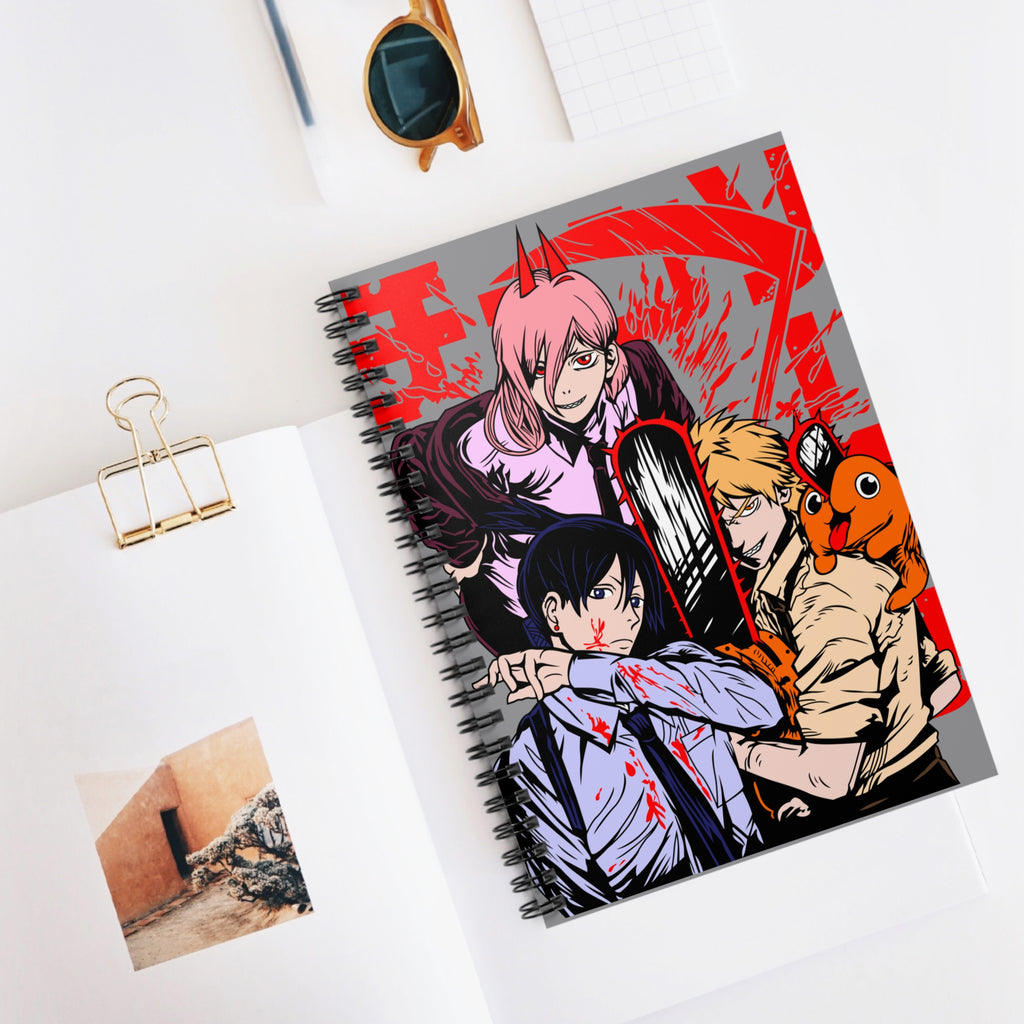 Chainsaw Man Anime Spiral Notebook — Denji, Power & Aki Ruled Journal