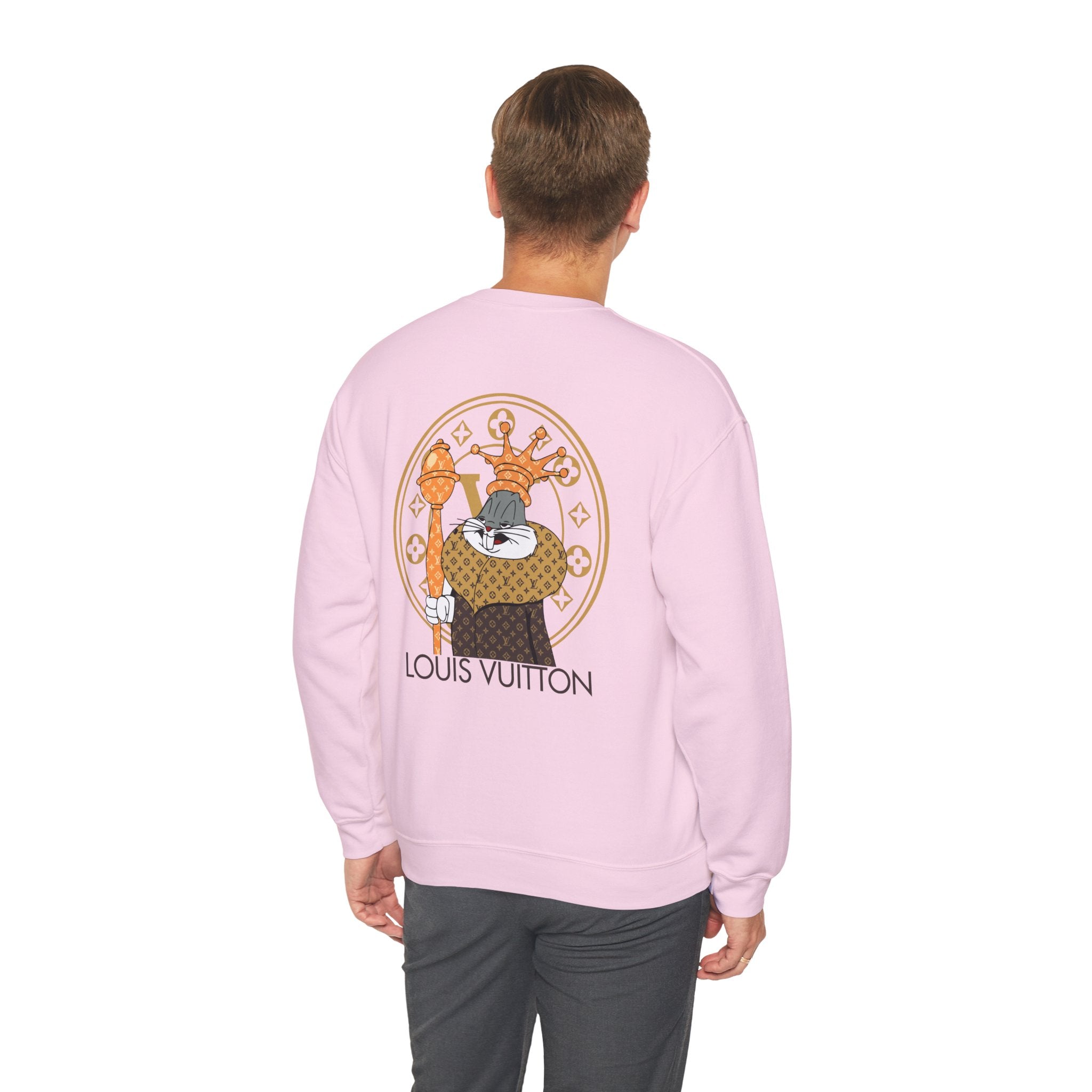Luxury Logo Crewneck Sweatshirt — King Cat Graphic "Louis Vuitton"