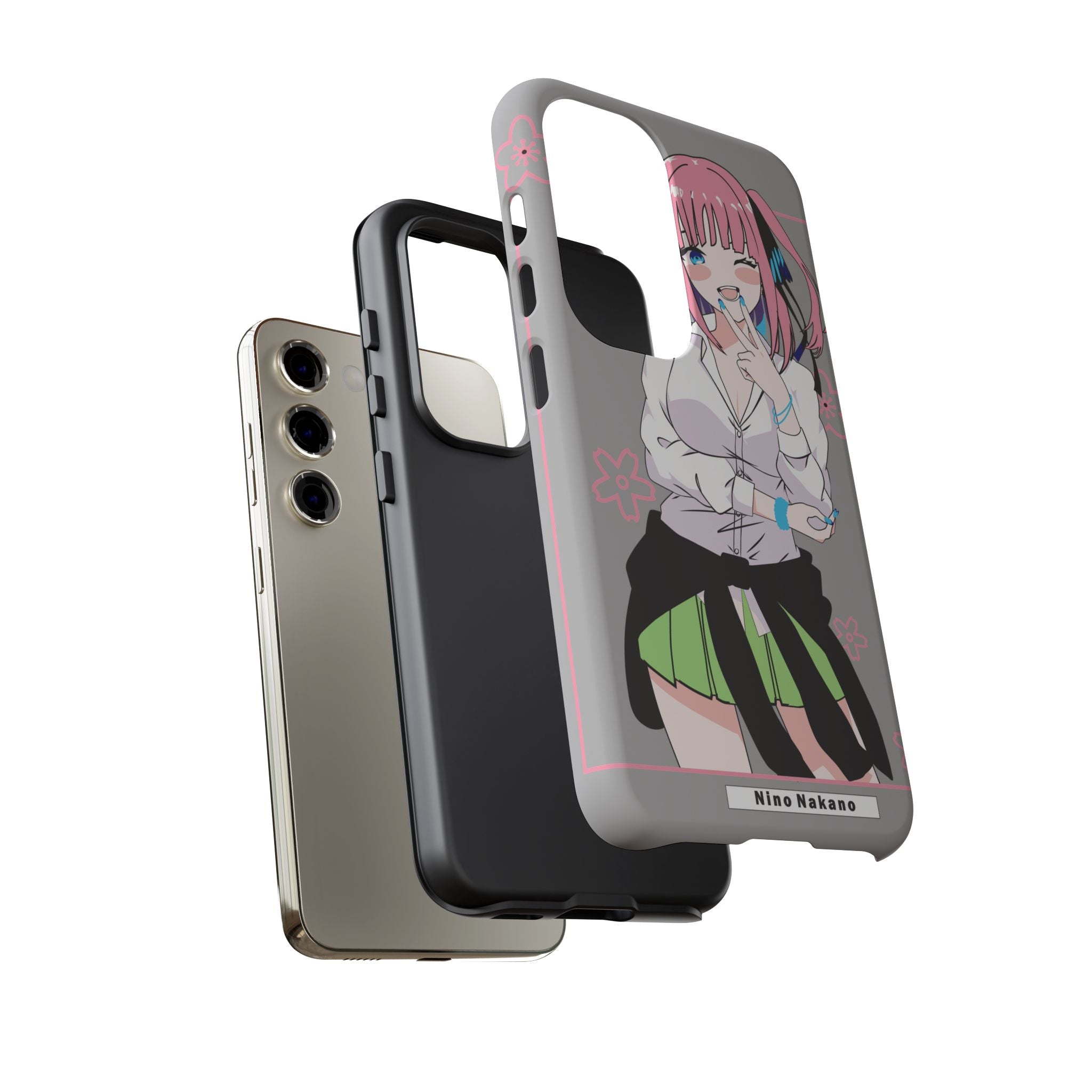 Anime Girl Phone Case — Pink Haired Schoolgirl "Nino Nakano" Cute Otaku Protective Case
