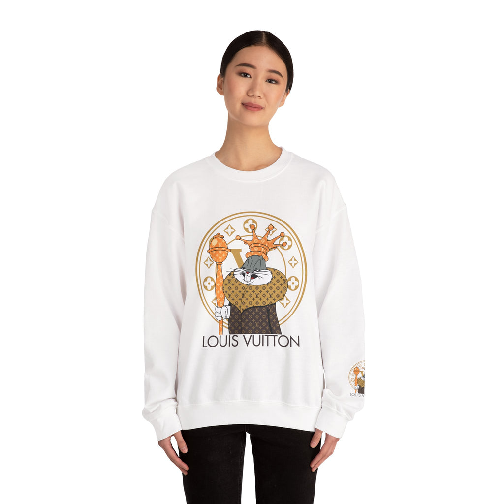 Luxury Logo Crewneck Sweatshirt — King Cat Graphic "Louis Vuitton"