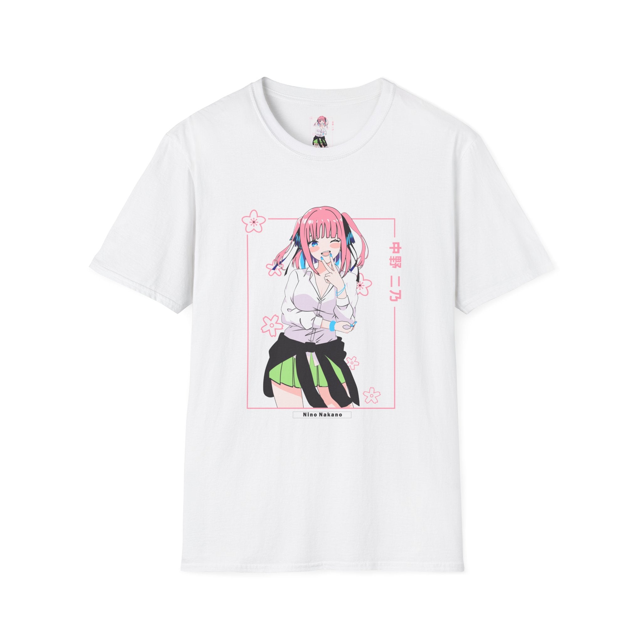 Anime Character T-Shirt — Cute Pink-Haired Schoolgirl Design ("Miku Nakano")