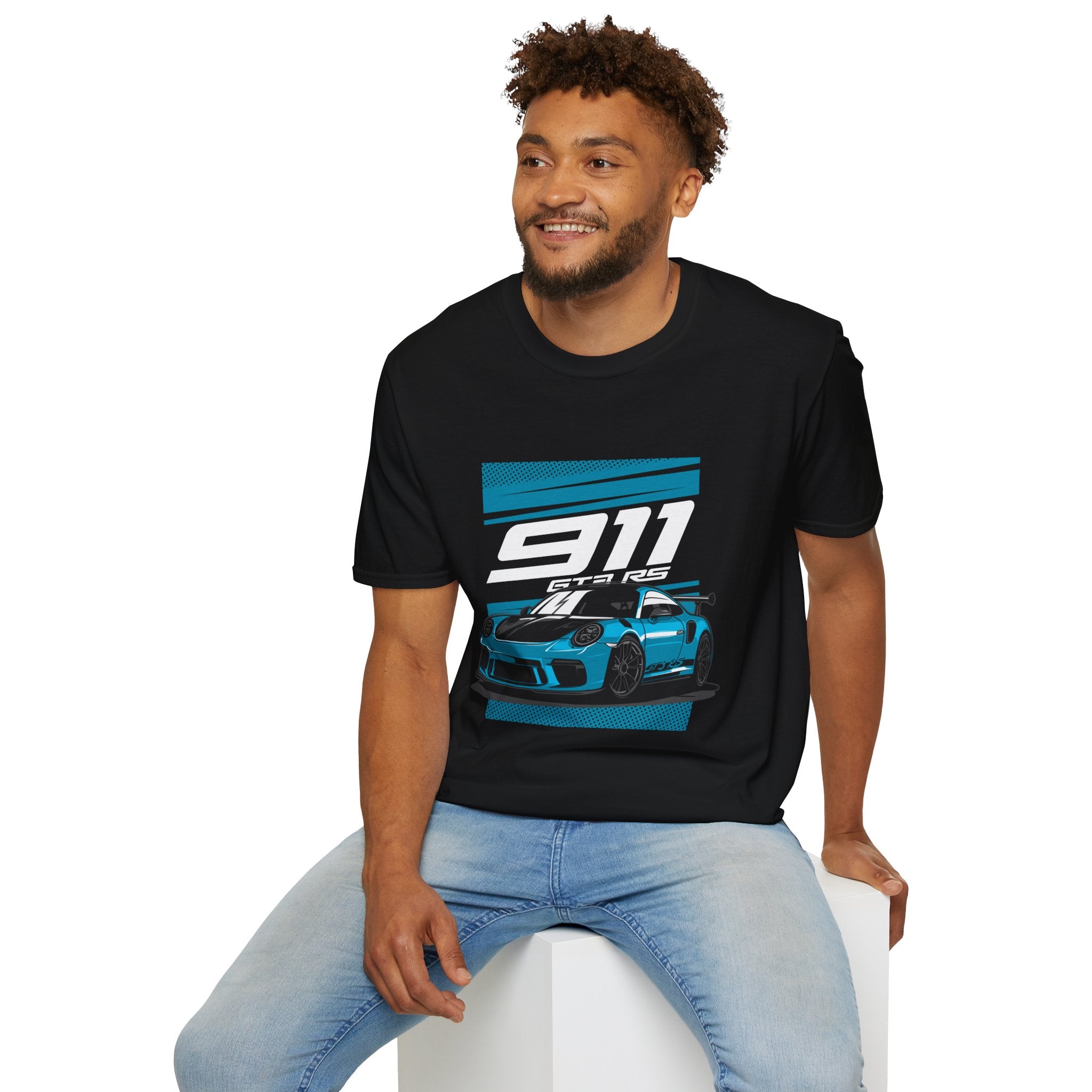 Porsche 911 GT3 RS Racing T-Shirt — Blue Track Car Graphic Tee