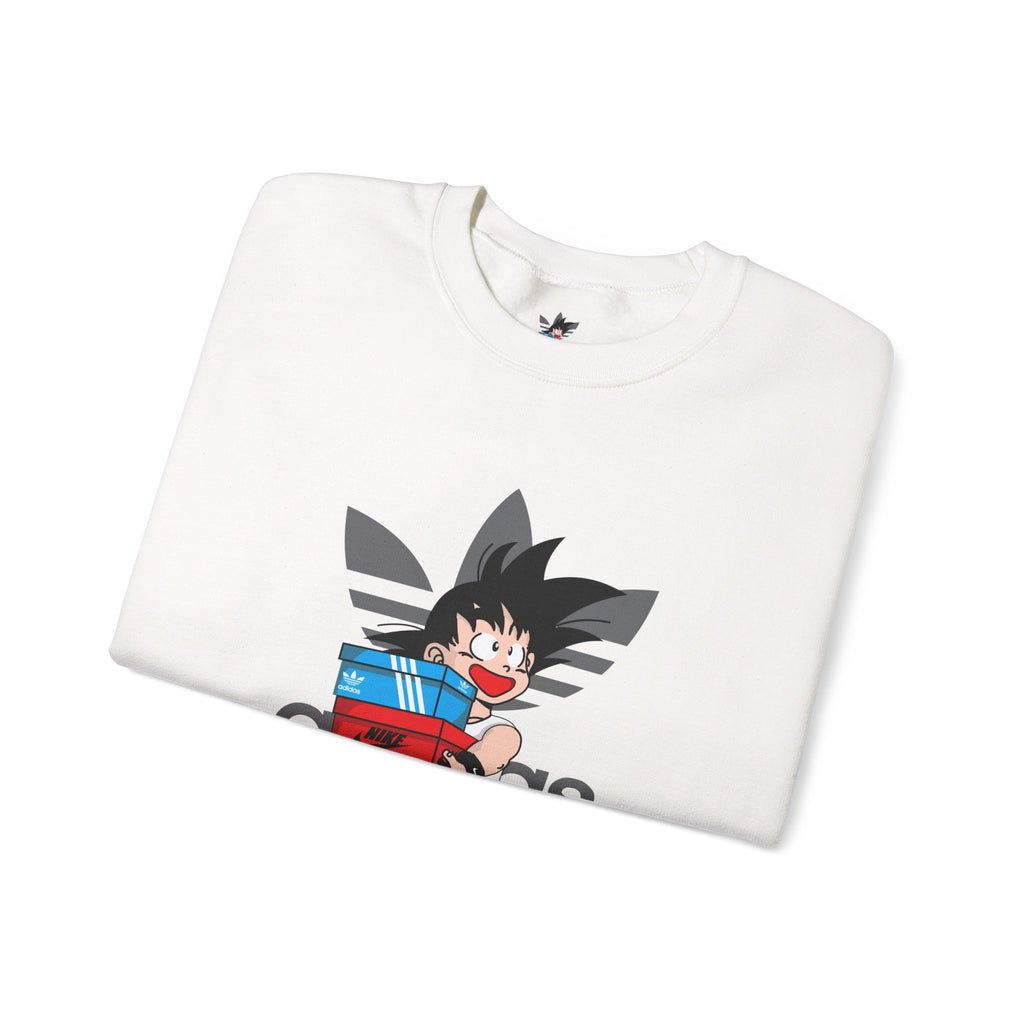 Anime Kid Graphic Sweatshirt — Cute Goku Shopping Adidas-Style Crewneck