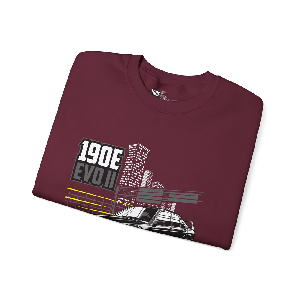 190E Evo II Crewneck Sweatshirt — Classic Mercedes 190E Car Graphic