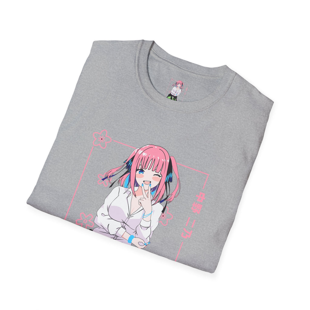Anime Character T-Shirt — Cute Pink-Haired Schoolgirl Design ("Miku Nakano")