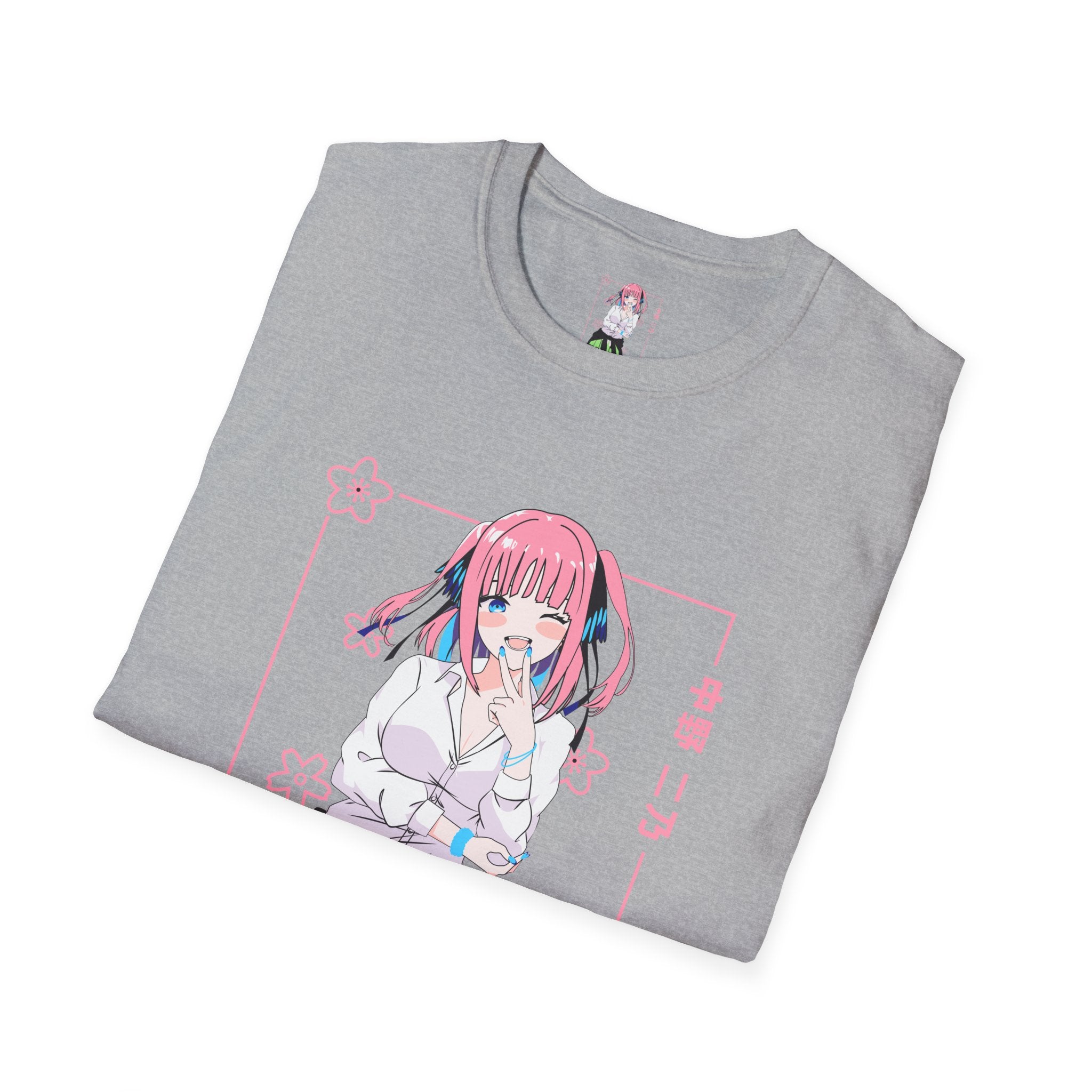 Anime Character T-Shirt — Cute Pink-Haired Schoolgirl Design ("Miku Nakano")