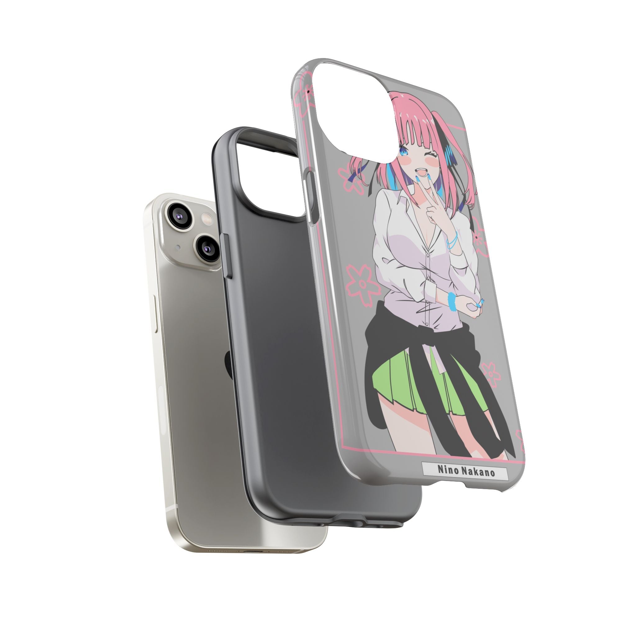 Anime Girl Phone Case — Pink Haired Schoolgirl "Nino Nakano" Cute Otaku Protective Case