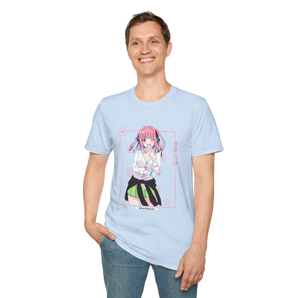 Anime Character T-Shirt — Cute Pink-Haired Schoolgirl Design ("Miku Nakano")